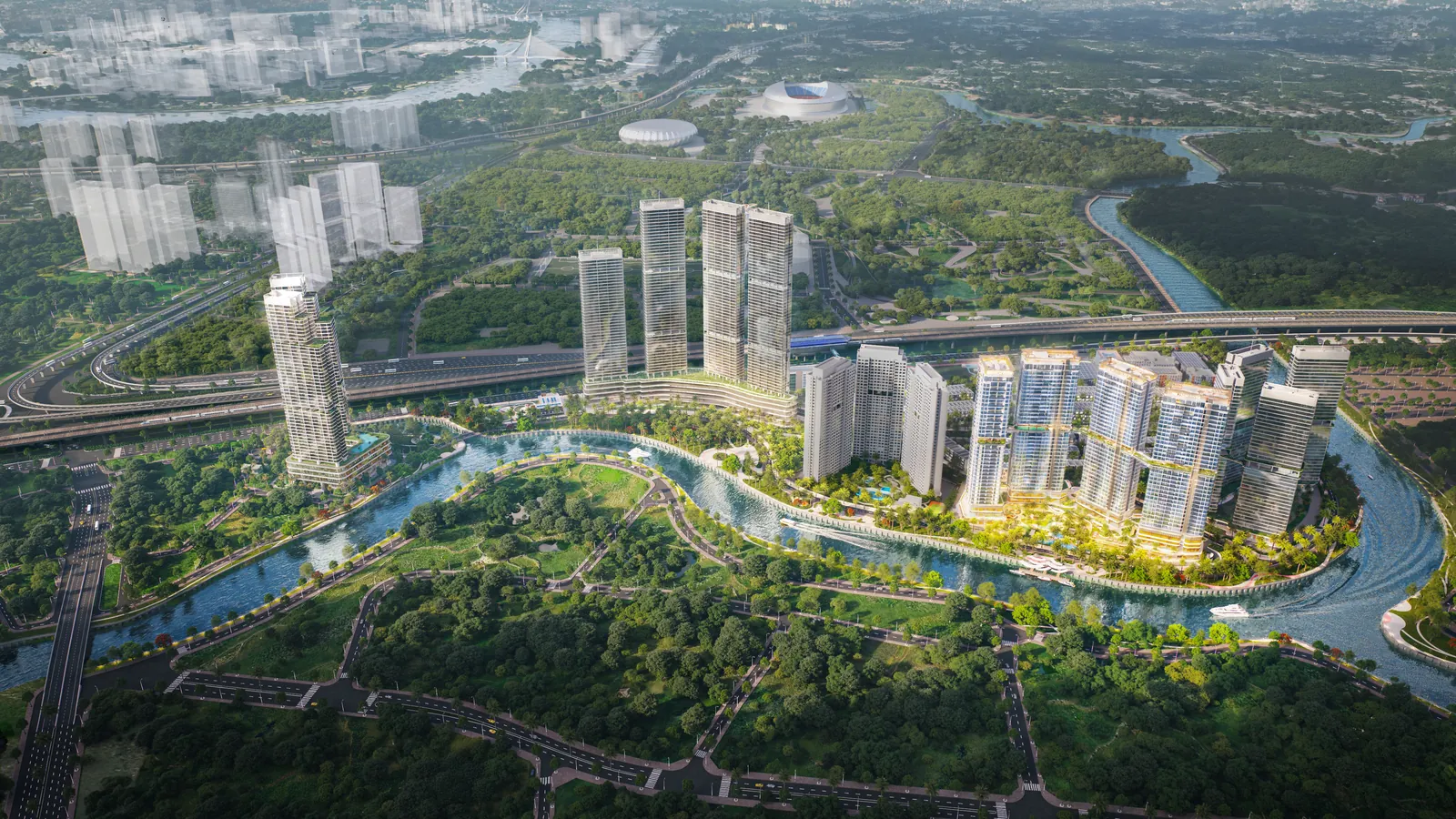 Phối cảnh tổng thể Palm River ven sông